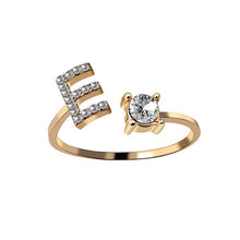 Laden Sie das Bild in den Galerie-Viewer, A-Z Buchstabe Gold Metall Einstellbarer Ring