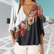 Laden Sie das Bild in den Galerie-Viewer, Bedrucktes Chiffonhemd mit V-Ausschnitt