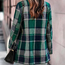 Laden Sie das Bild in den Galerie-Viewer, Karierte Wolljacke mit langen Ärmeln und Taschen