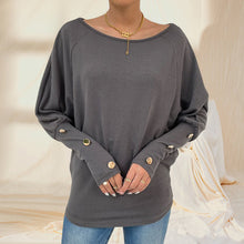 Laden Sie das Bild in den Galerie-Viewer, Langärmeliges Einfarbiges T-Shirt mit Rundhalsausschnitt