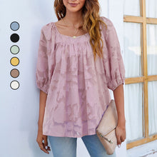 Laden Sie das Bild in den Galerie-Viewer, Süßes T-Shirt aus Chiffon mit quadratischem Ausschnitt