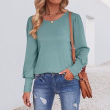 Laden Sie das Bild in den Galerie-Viewer, Lockeres Lässiges T-Shirt mit Puffärmeln und Rundhalsausschnitt