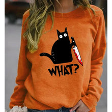 Laden Sie das Bild in den Galerie-Viewer, Lustiges T-Shirt mit schwarzem Katzendruck
