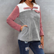 Laden Sie das Bild in den Galerie-Viewer, Mehrfarbiger Langärmeliger Kapuzenpullover mit Rundhalsausschnitt für Damen