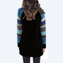 Laden Sie das Bild in den Galerie-Viewer, Gestreiftes Bedrucktes Sweatshirt mit Rundhalsausschnitt