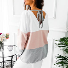 Laden Sie das Bild in den Galerie-Viewer, Damen Herbst Casual Kontrastfarbe Patchwork Kapuzenpullover