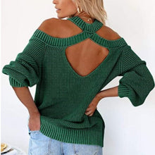 Laden Sie das Bild in den Galerie-Viewer, Sexy Schulterfreier Pullover mit Offenem Rücken