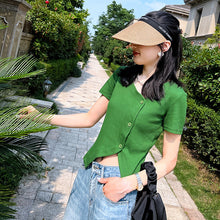 Laden Sie das Bild in den Galerie-Viewer, Modisches Unregelmäßiges T-Shirt mit Schlitz für Damen