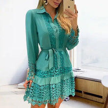 Laden Sie das Bild in den Galerie-Viewer, Damen Hemd Knielanges Kleid