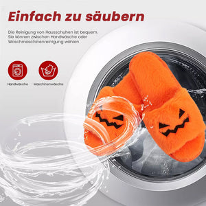 Halloween-Hausschuhe mit Kürbisgesicht