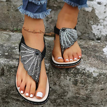 Laden Sie das Bild in den Galerie-Viewer, Damen Strap Strass geflochtene Strandschuhe
