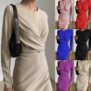 Französisches Retro-Taillen-Schlankheits-Hüftkleid in Wickeloptik