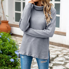 Laden Sie das Bild in den Galerie-Viewer, Lockerer Unregelmäßiger Strickpullover mit Rollkragen