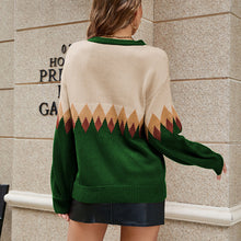 Laden Sie das Bild in den Galerie-Viewer, Kontraststrickpullover mit Karomuster
