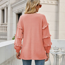 Laden Sie das Bild in den Galerie-Viewer, Lockeres T-Shirt mit V-Ausschnitt und Waffelmuster