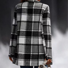 Laden Sie das Bild in den Galerie-Viewer, Karierte Wolljacke mit langen Ärmeln und Taschen