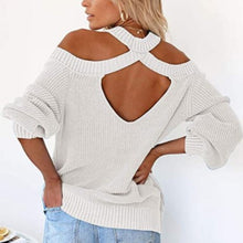 Laden Sie das Bild in den Galerie-Viewer, Sexy Schulterfreier Pullover mit Offenem Rücken
