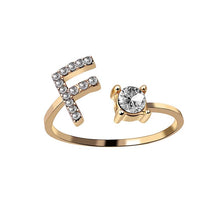 Laden Sie das Bild in den Galerie-Viewer, A-Z Buchstabe Gold Metall Einstellbarer Ring