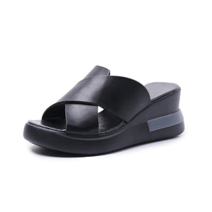 Damen Sandalen/Hausschuhe aus weichem Leder