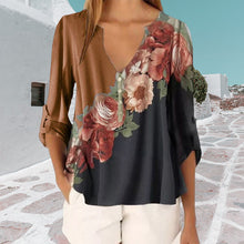 Laden Sie das Bild in den Galerie-Viewer, Bedrucktes Chiffonhemd mit V-Ausschnitt