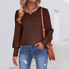 Laden Sie das Bild in den Galerie-Viewer, Lockeres Lässiges T-Shirt mit Puffärmeln und Rundhalsausschnitt