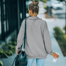 Laden Sie das Bild in den Galerie-Viewer, Einfarbiges Sweatshirt mit Revers und Reißverschluss