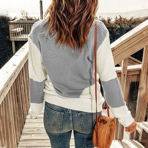 Pullover mit Rundhalsausschnitt und Farbblock