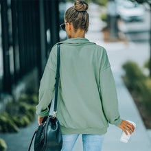 Laden Sie das Bild in den Galerie-Viewer, Einfarbiges Sweatshirt mit Revers und Reißverschluss