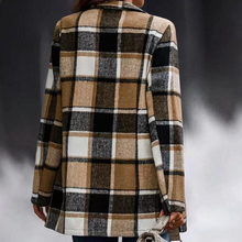 Laden Sie das Bild in den Galerie-Viewer, Karierte Wolljacke mit langen Ärmeln und Taschen