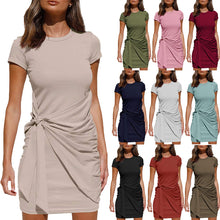Laden Sie das Bild in den Galerie-Viewer, Neues Einfarbiges Kleid Mit Schleife