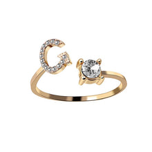 Laden Sie das Bild in den Galerie-Viewer, A-Z Buchstabe Gold Metall Einstellbarer Ring