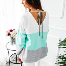 Laden Sie das Bild in den Galerie-Viewer, Damen Herbst Casual Kontrastfarbe Patchwork Kapuzenpullover