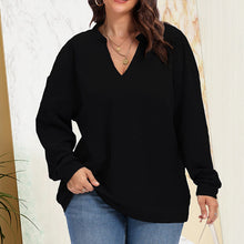Laden Sie das Bild in den Galerie-Viewer, Damen Übergroßer Pullover mit V-Ausschnitt