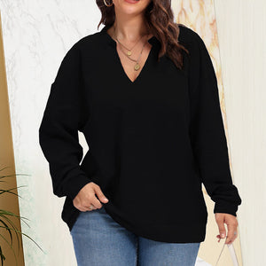 Damen Übergroßer Pullover mit V-Ausschnitt