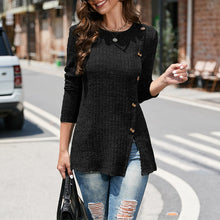 Laden Sie das Bild in den Galerie-Viewer, Geschlitzter Strickpullover mit Rundhalsausschnitt für Damen