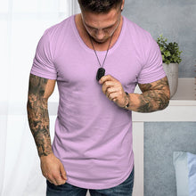 Laden Sie das Bild in den Galerie-Viewer, Einfarbiges Lässiges Kurzärmeliges T-Shirt für Herren