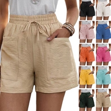 Laden Sie das Bild in den Galerie-Viewer, Sommer Damen lässige lockere Leinenshorts