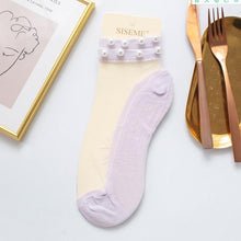 Laden Sie das Bild in den Galerie-Viewer, Damen Perlen Knöchelhohe Socken aus Netzstoff