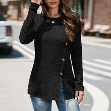 Laden Sie das Bild in den Galerie-Viewer, Geschlitzter Strickpullover mit Rundhalsausschnitt für Damen