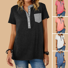 Laden Sie das Bild in den Galerie-Viewer, Damen einreihiges lockeres lässiges kurzärmliges T-Shirt