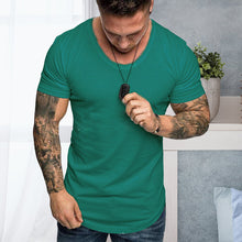 Laden Sie das Bild in den Galerie-Viewer, Einfarbiges Lässiges Kurzärmeliges T-Shirt für Herren
