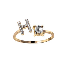Laden Sie das Bild in den Galerie-Viewer, A-Z Buchstabe Gold Metall Einstellbarer Ring