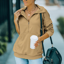 Laden Sie das Bild in den Galerie-Viewer, Einfarbiges Sweatshirt mit Revers und Reißverschluss