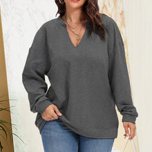 Laden Sie das Bild in den Galerie-Viewer, Damen Übergroßer Pullover mit V-Ausschnitt