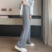 Laden Sie das Bild in den Galerie-Viewer, Seitengestreifte Hochhaushose mit weitem Bein