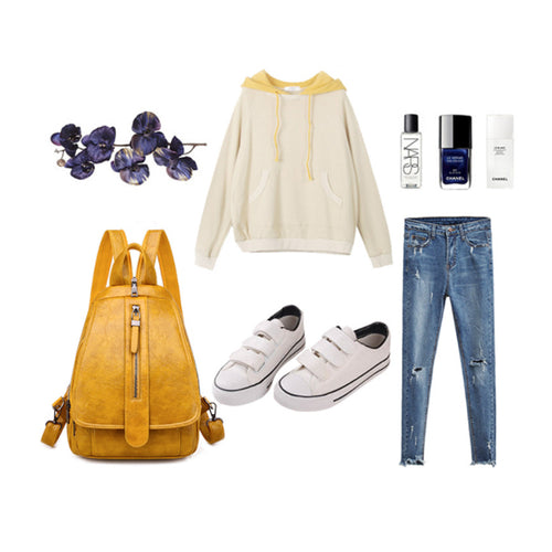 Damen Modischer Rucksack aus weichem Leder