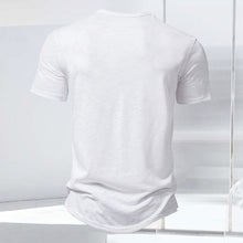 Laden Sie das Bild in den Galerie-Viewer, T-Shirt mit Henley-Kragen aus geflammter Baumwolle