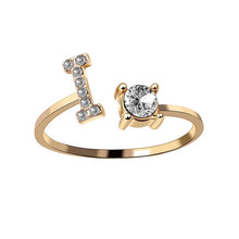 Laden Sie das Bild in den Galerie-Viewer, A-Z Buchstabe Gold Metall Einstellbarer Ring