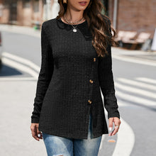 Laden Sie das Bild in den Galerie-Viewer, Geschlitzter Strickpullover mit Rundhalsausschnitt für Damen