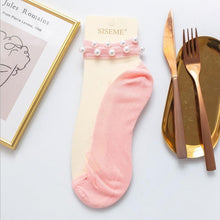 Laden Sie das Bild in den Galerie-Viewer, Damen Perlen Knöchelhohe Socken aus Netzstoff